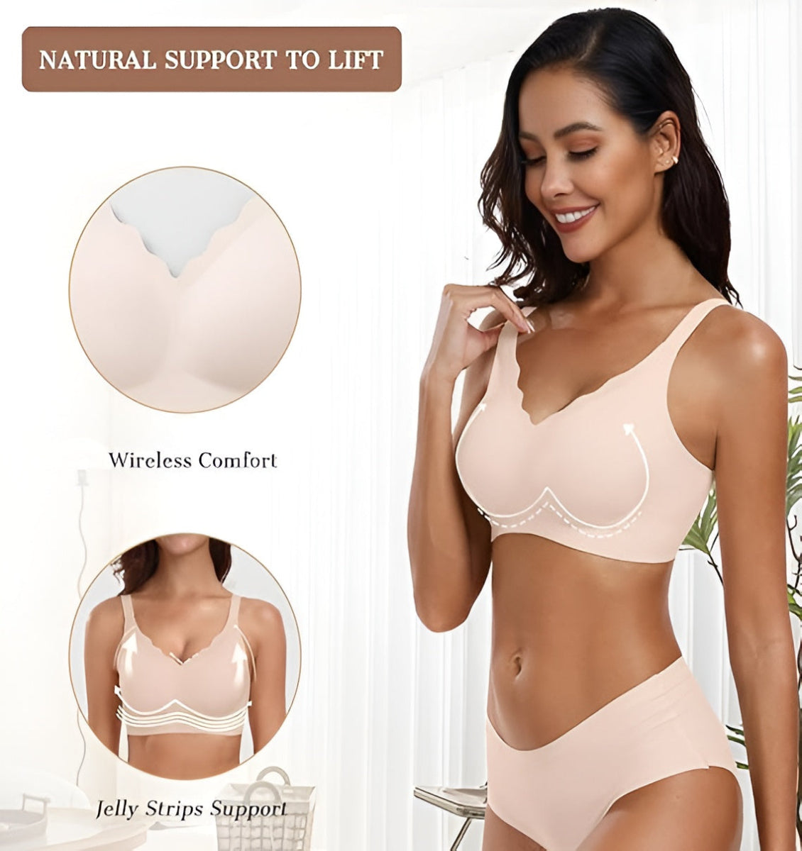 Crenated Wireless Push Up Bra